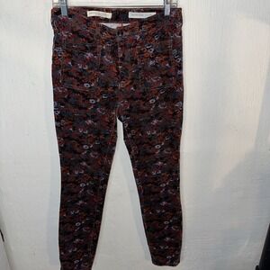 Pilcro & The Letterpress Patterned Cord. Pant Womens Sz 28 High Rise Skinny Boho